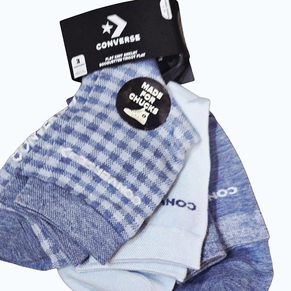 Converse 3-PK Flat Knit Checkered/Solid Anklet